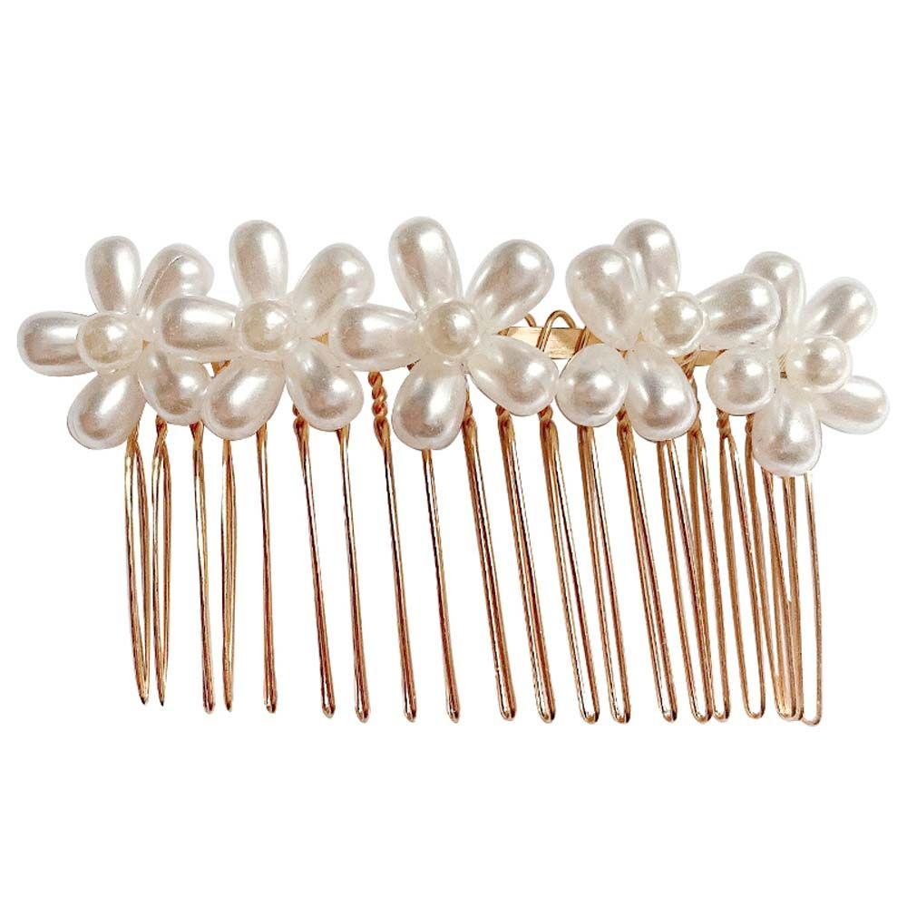 

Милый подарок для девочки Корейский стиль Акриловая имитация жемчуга Заколка для волос Детская расческа Детская заколка для волос с цветком Кристальная заколка для волос белый