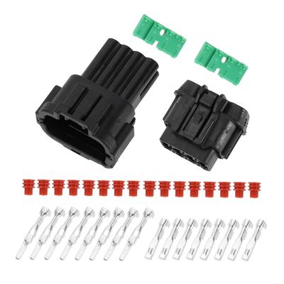 Motoforti Nissan Front Headlight Connector Housing, Female and Male Wire Terminals, Plastic, Copper-Plated Black, Waterproof