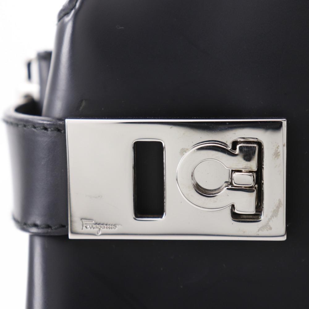 Salvatore Ferragamo Gancini Handbag AQ-21 0167 Black Leather Women Used