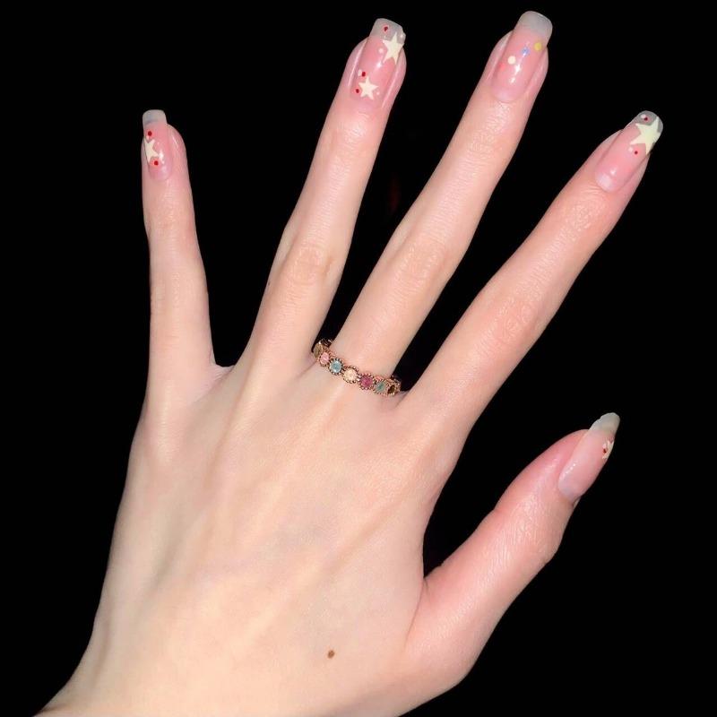 Amethyst Rainbow Ring - Women's Niche Design with Adjustable Opening Finger Ring, High-end Style Ring