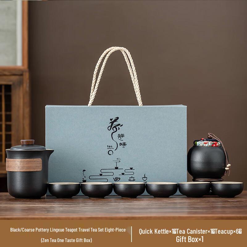 Chaxun Lingxue Coarse Pottery Blue Tea Set