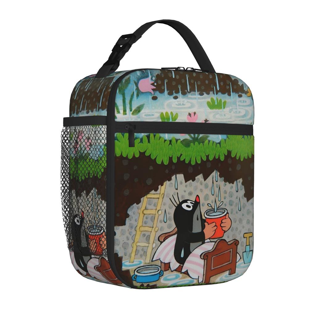 The Little Mole Krtek Insulated Lunch Tote Bag for School Cartoon Floral Leakproof Cooler Thermal Spacious Food Bag
