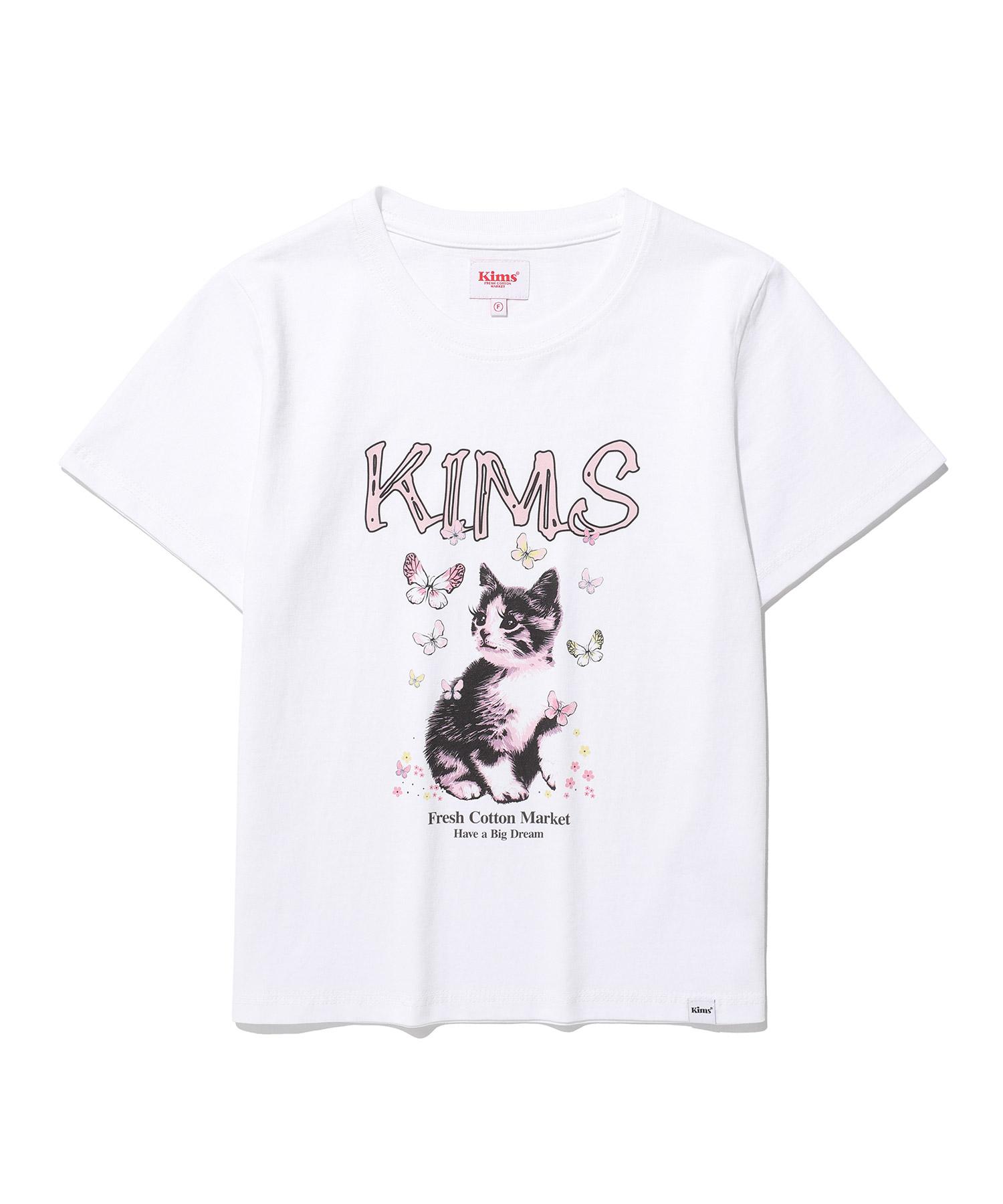 Kimseupeulesikoteunmakes Butterfly Cat Tee White White/F (Female)