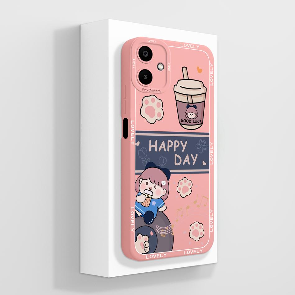 Cute Panda Case For Samsung Galaxy A06 4G 5G Soft Liquid Silicone Phone Bag For Samsung A 06 Back Cover Camera Protection Bumper