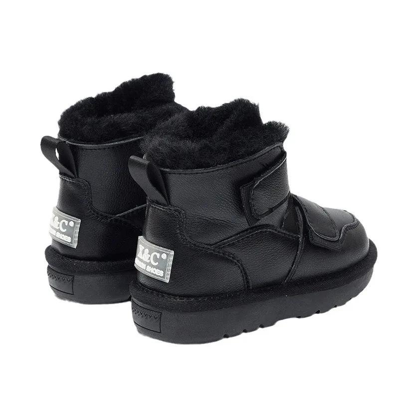 Brand Luxury Child Snow Boot Women Winter Boots Middle Aged Girl Shoes with Plush Thick Cotton Shoe -40 Warm Kids Shoe Boy Shoe