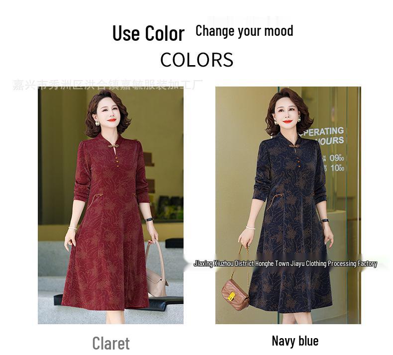 2025 Modern Cheongsam Dress for Mother-in-law: Spring/Summer Style for Middle-aged & Elderly Women