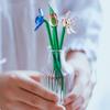 Glass Flower Craft Ornamental Multi-color Exquisite Workmanship Glass Miniature Flower Decor for Valentine's Day