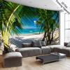 2D Tropical Beach Tapestry Palm Tree Ocean Wall Hanging, Large Size Wall Decor for Bedroom