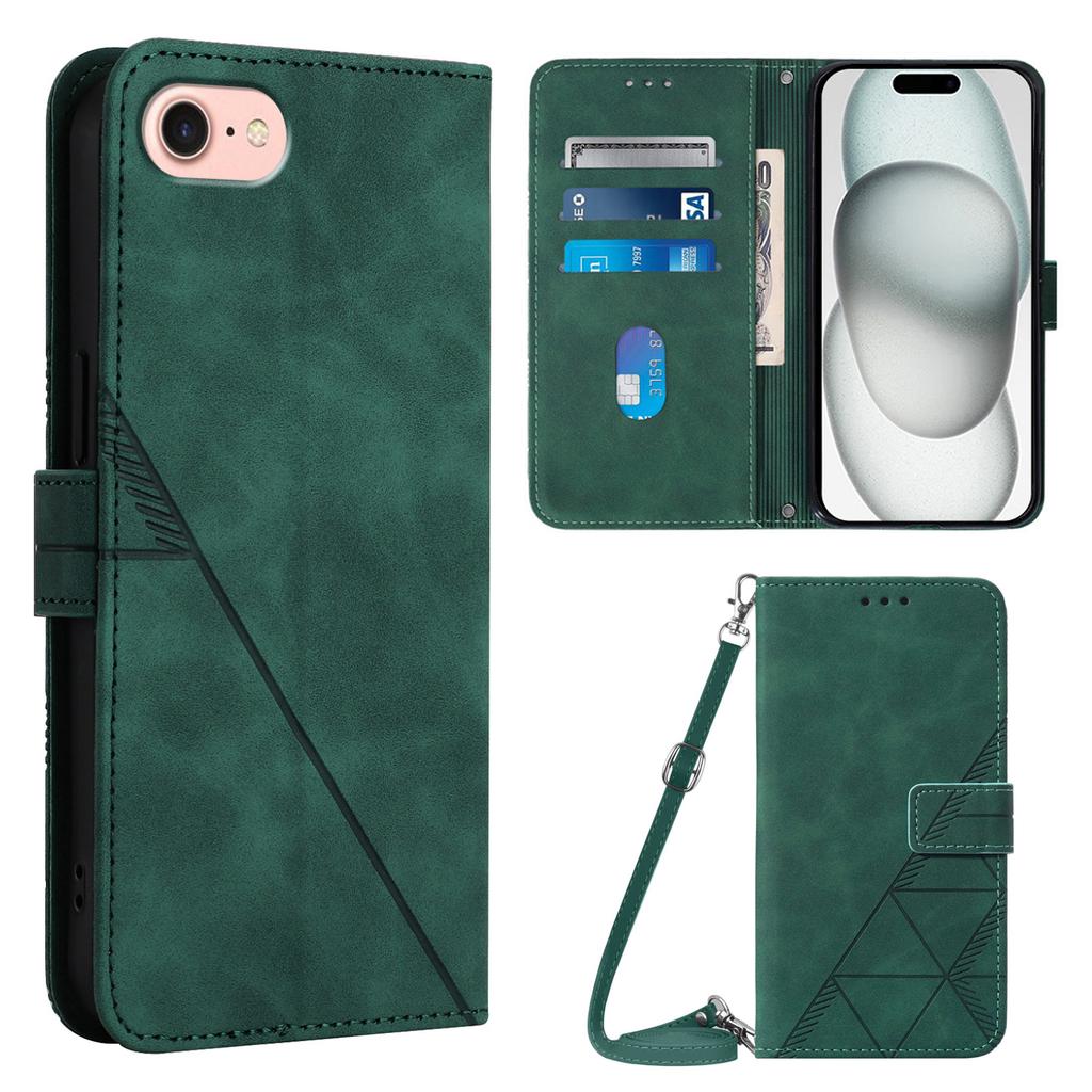 For iPhone 16e Leather Case with Shoulder Strap Wallet Stand Phone Cover