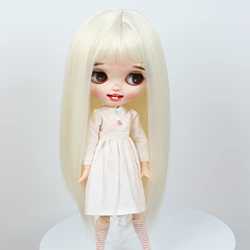 Linfairy 9-10 inch Doll Long Wig, Straight Long Hair (Light Blonde)