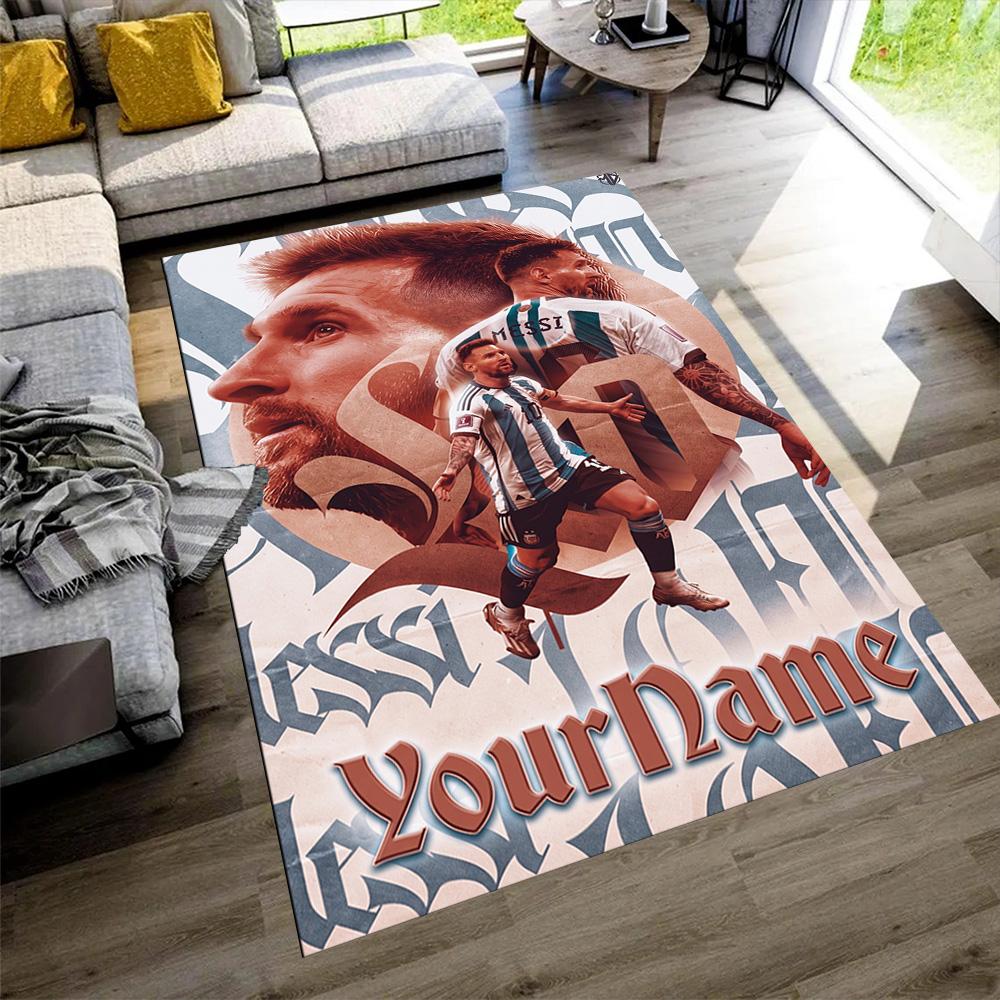 Messi Customize Text Floor Mat Suitable for Balcony Bedrooms Dormitory Kitchen Antislip Carpet Office home decor Perfect Gift for Women/Men