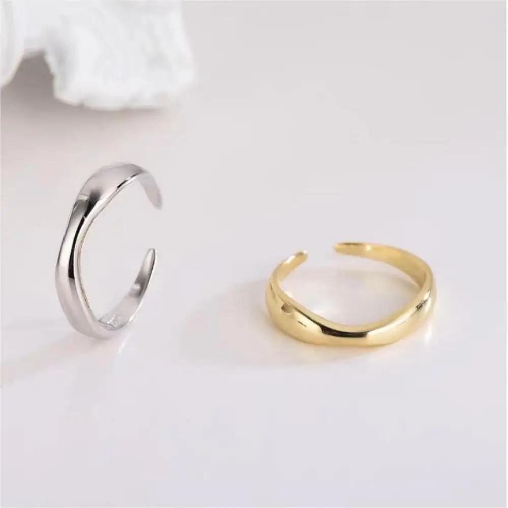 1/3 PCS Double Row Stackable Open Resizable Wave Stainless Steels Ring 18K Plated Gold Silver Minimalist Irregular Rings Jewelry