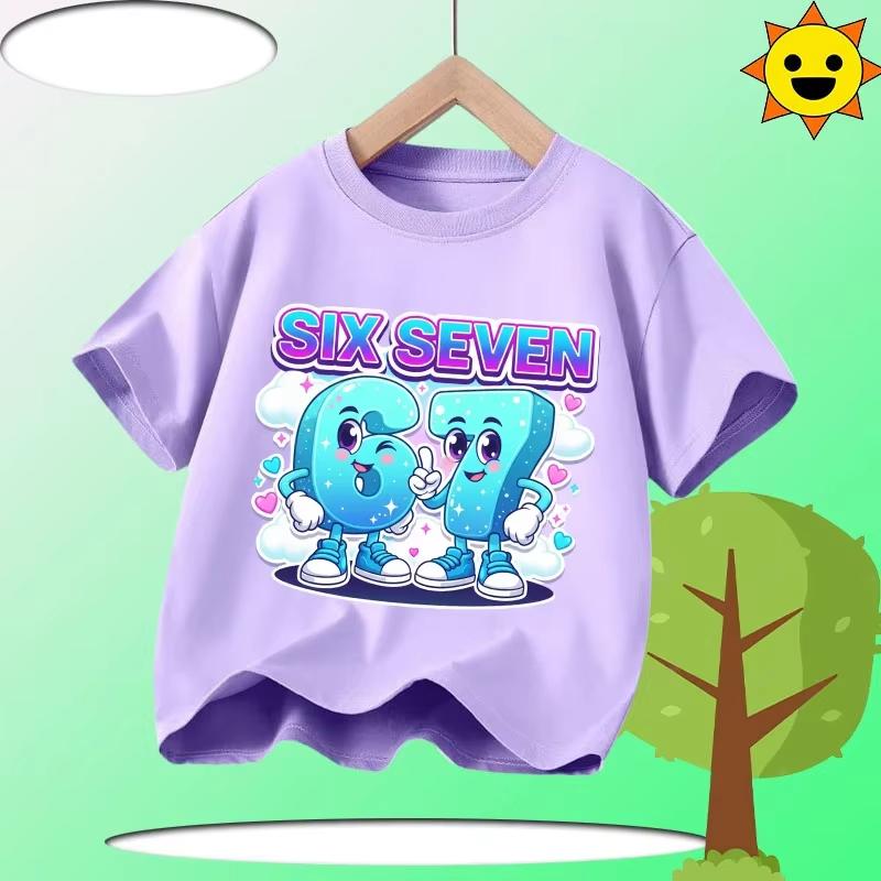 Kids 67 Themed Colorful Print TShirt Soft Cotton Fabric Breathable and Comfortable Ideal for Toddlers and Childrendf0336