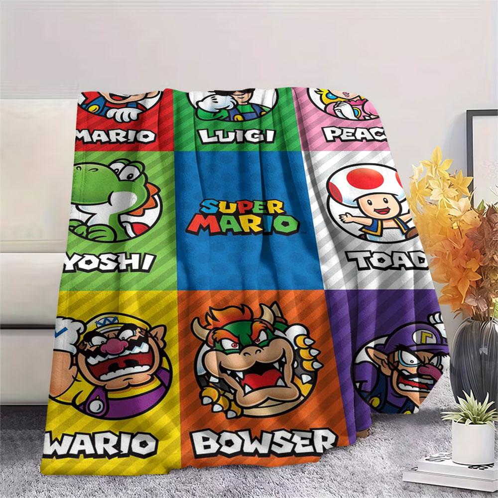 Super Mario Cartoon printing Flannel Blanket Bedroom Sofa Camping Warm blanket Gifts for family and friends-MJ010