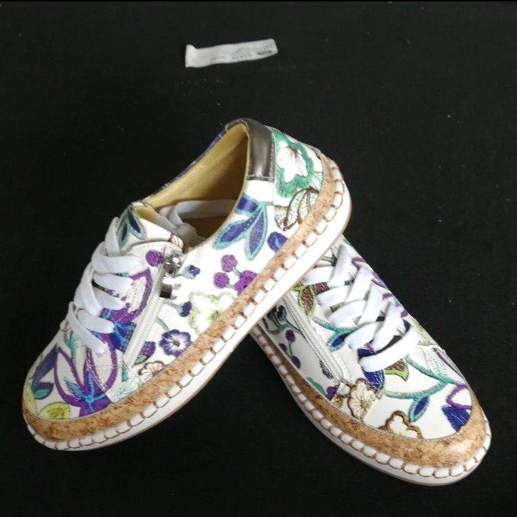 Spring New European & American Colorful Lace-Up Flat Loafers – Printed Board Shoes for Women