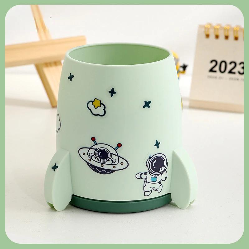 Kawaii Rocket Pen Pencil Pot Holder Brush Storage Container Desk Organizer Multifunction washi tape Stationery Office Supplies