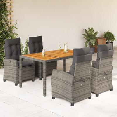 Vidaxl 5-Cz. Set di Mobili da Giardino con Cuscini, Grigio, Rattan PE