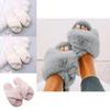 Fashionable Fur Decoration Ladies Cross Over Fluffy Sandals In White
