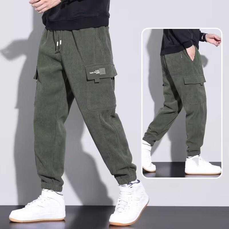 Pantaloni de catifea reiată pentru bărbați, de primăvară și toamnă, groși și lejeri, de stradă, pentru jogging, mărime mare 5XL