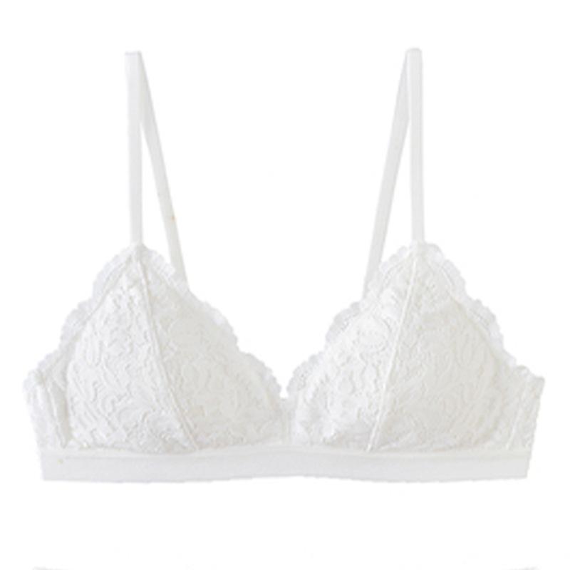 French Style Bra Women's Sexy Lace Triangle Cup Bra Gathering Without Steel Ring Bra Women's Thin Underwear Summer