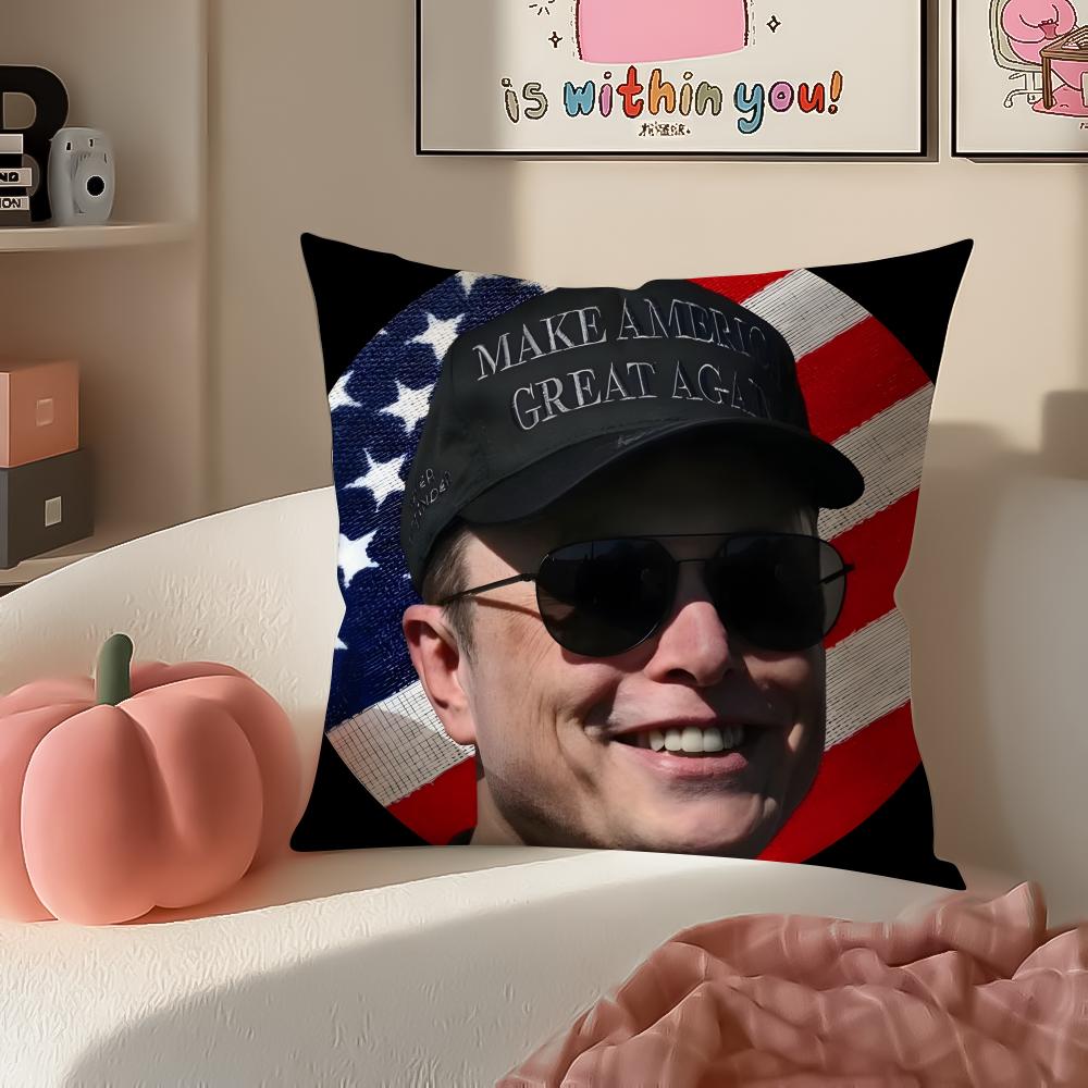 EElon MMusk meme Cushion Cover Pillowcase Short Plush Invisible zipper Room Sofa Cushion Cover