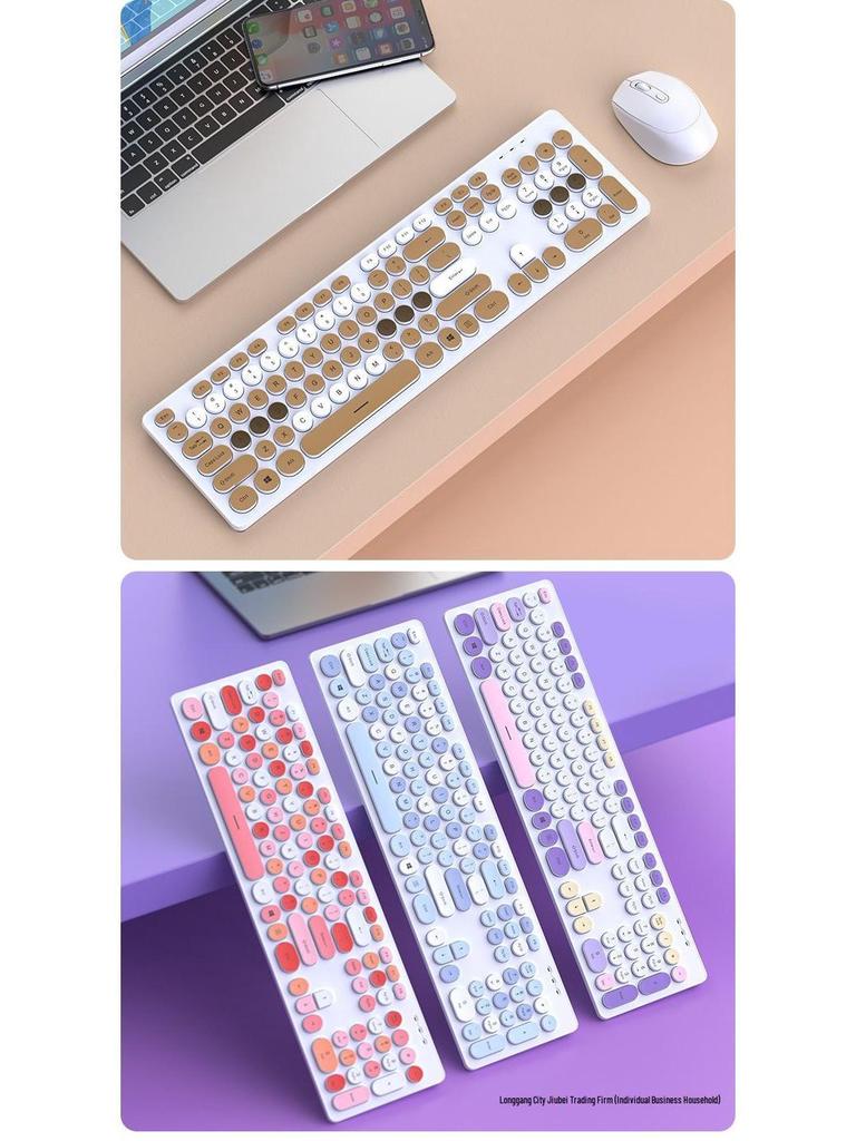 Chocolate Wireless Keyboard & Mouse Set: Cute, Silent, Portable Bluetooth for Office & Laptop Use