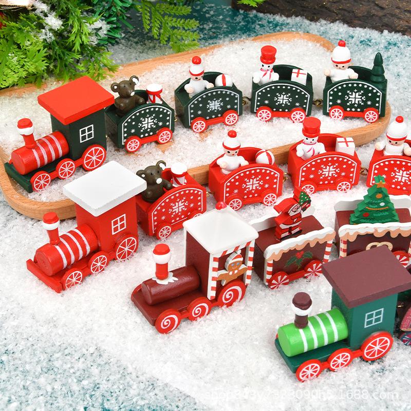 Mini Christmas Train Decoration Santa Claus Holiday Festive Table Ornament Baking Decoration Scene Prop Christmas Party Supplies