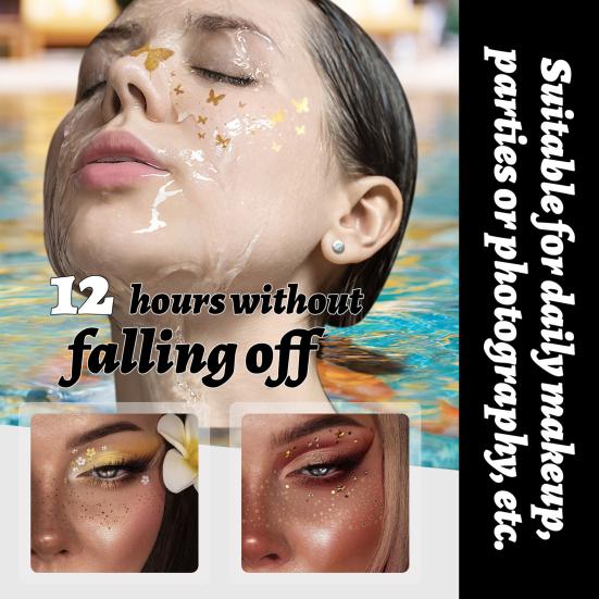 Nostalgie Freckles Face Tattoo, Glitter Makeup Patches, Sparkling Speckles, Holographic-Face Temporary Tattoo for Christmas Parties Musical