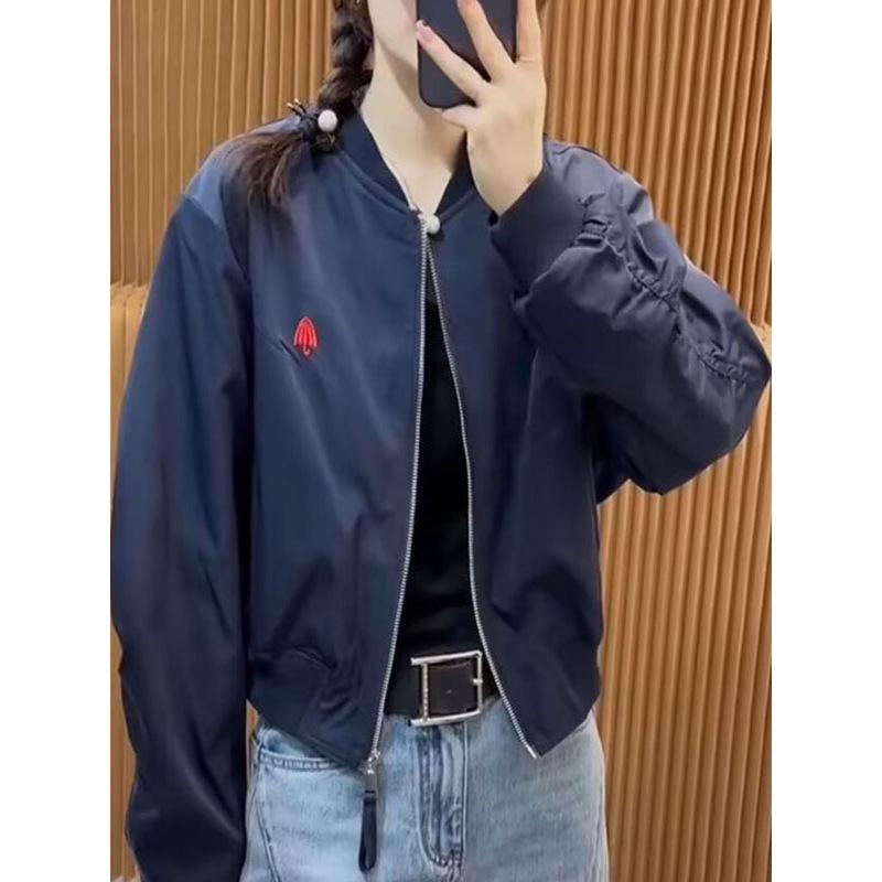 

Women s 2025 Korean Style Red Baseball Jacket Coat - Fashionable, Casual, Age-Reducing, Loose Fit for Spring and Autumn. L