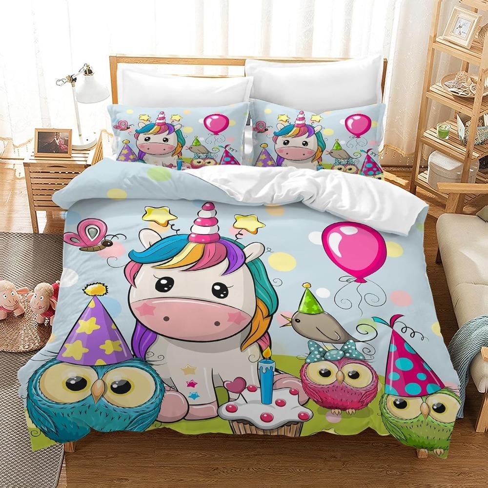 Unicorn Duvet Cover Pillowcase Bedding Bedroom Decoration Children Gift Adult Single Double Bed Large SizeZip Duvet Cover