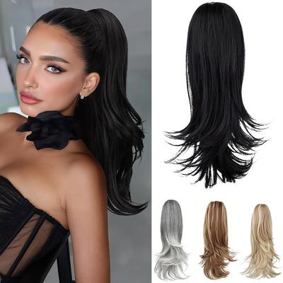 Claw Ponytail Synthetic Long Wave Clip In Hair Extensions Natural Thick Ponytail Hairpiece For Women Daily Wear