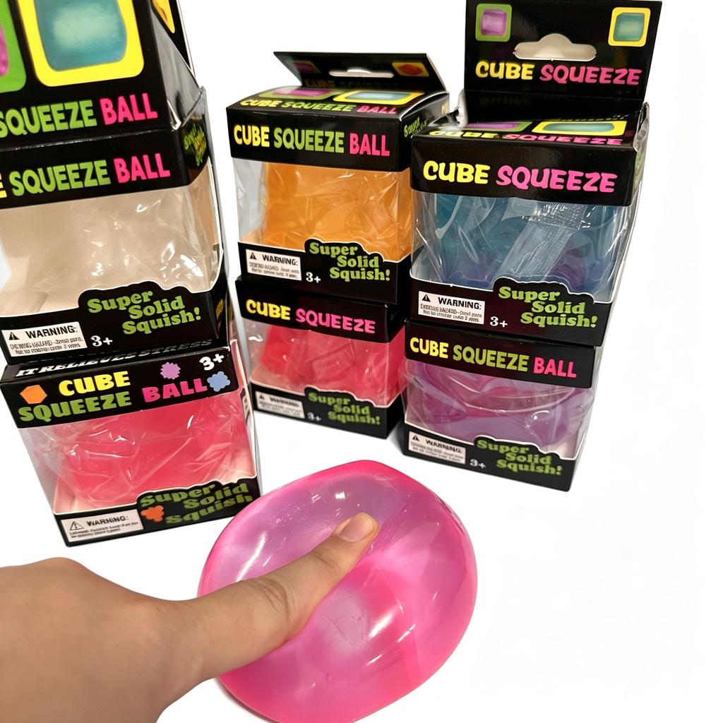 Frosted Ice Cube Shaped Fidget Toy Square Stress Relief Ball for Anxiety ADHD Squishy Squeeze Toy Gift for Adults