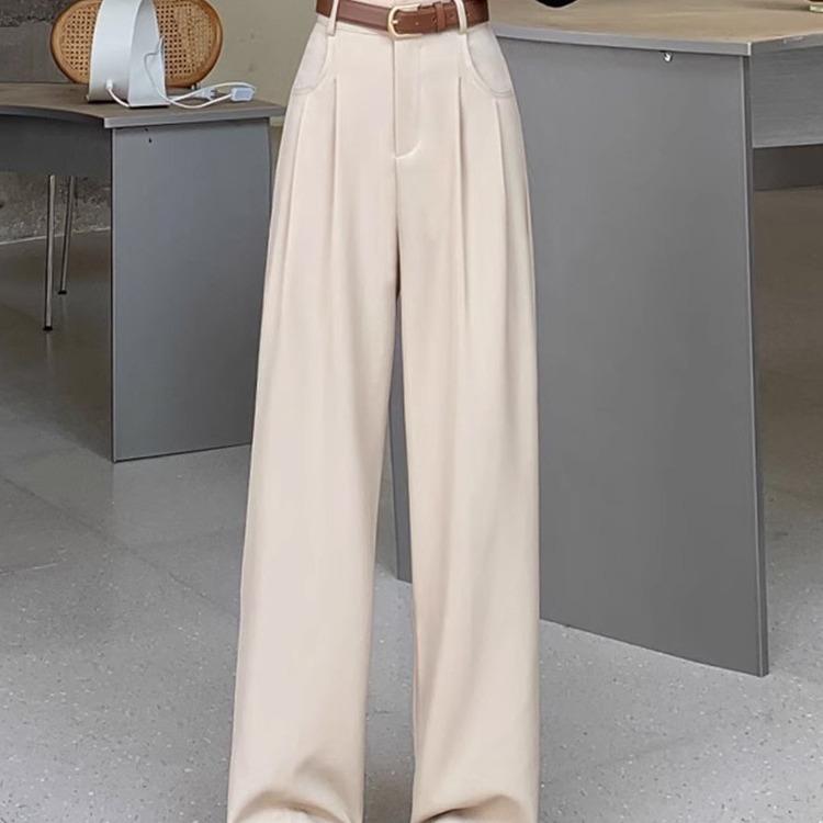 Black Suit Pants Women's Spring and Autumn High Waist Drape and Thin High-end Straight Informal Wide-leg Trousers