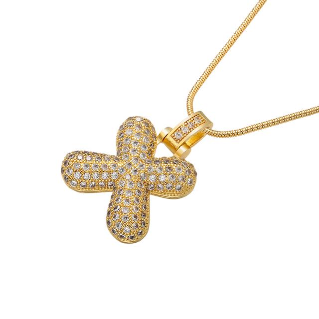 ZHUKOU high quality crystal brass gold letter necklace for ladies good friends couple birthday gift model: VL34