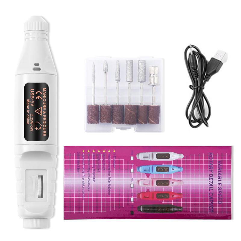 

Портативная USB-машинка для шлифовки и полировки ногтей Upgraded USB grinder белый