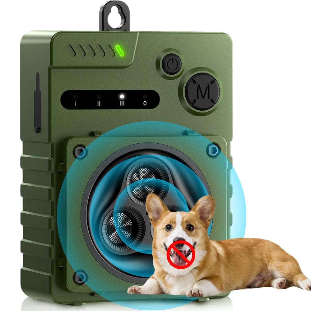 Automatic Ultrasonic Dog Anti-Bark Device Rechargeable High Power Indoor & Outdoor Dog Barking Stopper Repeller Bark Repellent зелёный