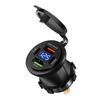 Car Charger Socket Dual Type-C & Dual USB 4Ports Fast Charging Socket Waterproof with Voltmeter 12V/24V For Car Boat Motorcycle