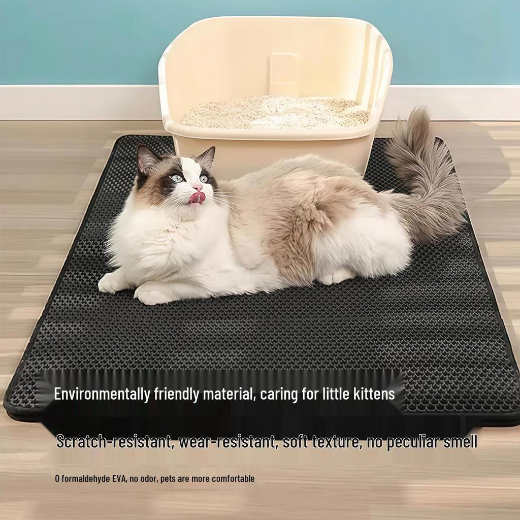Cat Litter Mat: Anti-Tracking, Double-Layer, Leak-Proof, Large Size, Anti-Splatter.