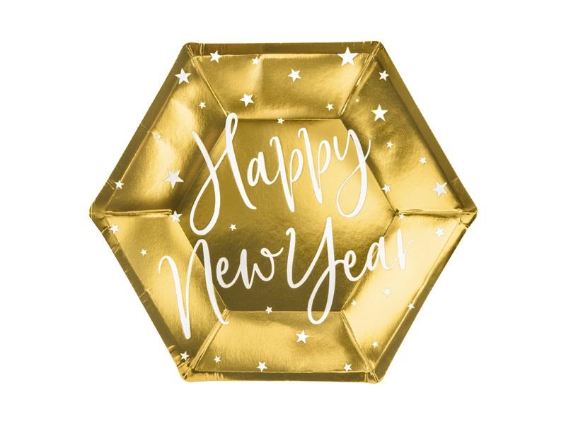 Elegant Decor Gold Plates "Happy New Year" Unique