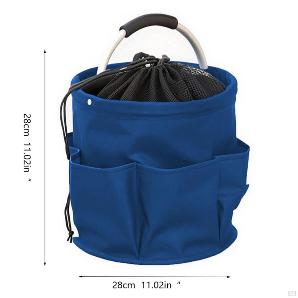 Collapsible Basket with Handle, Drawstring Picnic Basket, Versatile Tool Organizer for Concerts,