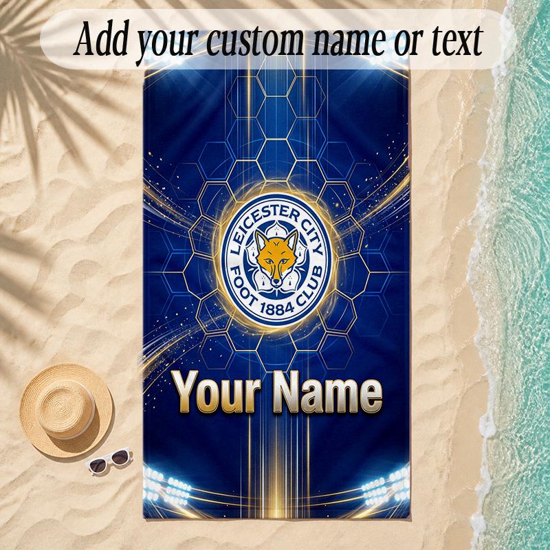 Beach TowelLeicester City Custom Name Text Personalized Soft Towel for Beach Pool Indoor Home Decor Gift