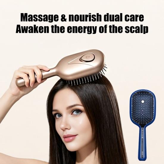 Electric Spray Air Cushion Brush, Cordless Vibration Head Massager Brush, Anti-Static Frizz Control Hair Oil Misting Detangler Brush for Dry Damaged