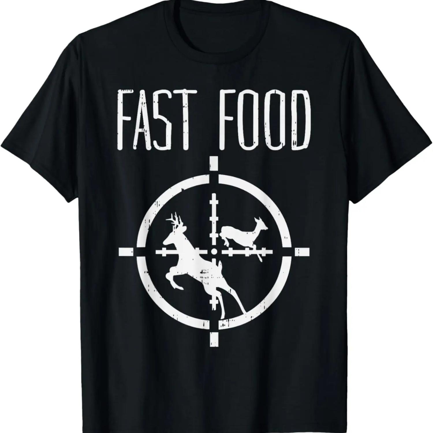 Fast Food Deer Funny Elk Buck Bow Hunting Humor Hunter Gift T-Shirt S