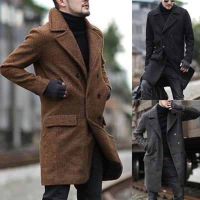 Herbst und Winter Wollmantel für Herren Verdickter mittellanger und langer Nizi-Trenchcoat