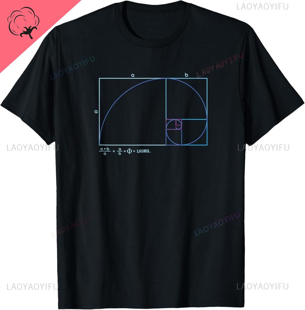 Fibonacci Golden Ratio T-Shirt Print Original Design Gifts T Shirts Cotton Streetwear Vintage T Shirt Camisas Streetwear