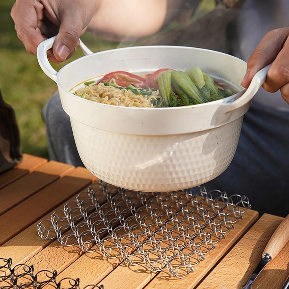 Woven Spiral Wire Trivet Anti-Scald Pot Stand Portable Stainless Steel Trivet Outdoor Camping