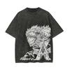Itadori Sukuna Dual Face T-shirt Jujutsu Kaisen Tee Vintage Washed Oversized Retro Anime Harajuku Streetwear Manga Mens Clothing
