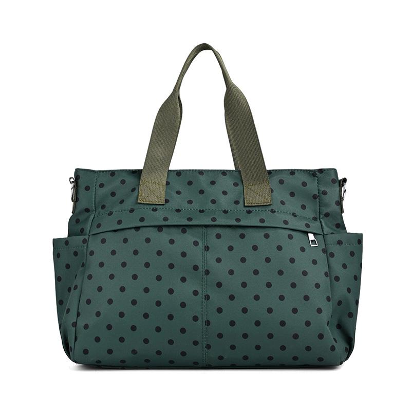 Korean Nylon Polka Dot Shoulder Bag Large Capacity Casual Fashion Travel Tote Bag Simple Crossbody Bags Lightweight Boston Bag