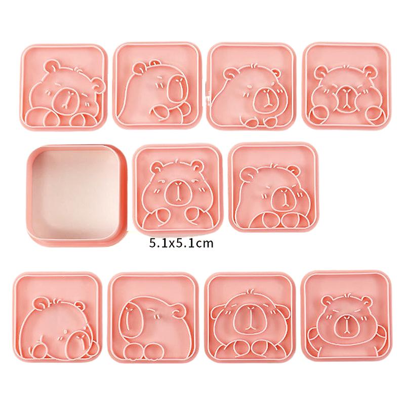 10Pcs Cartoon Capybara Shaped Cookie Cutter Animal Fondant Biscuit Mold Cake Decoration Tools Baking Accessories Kitchen Gadget