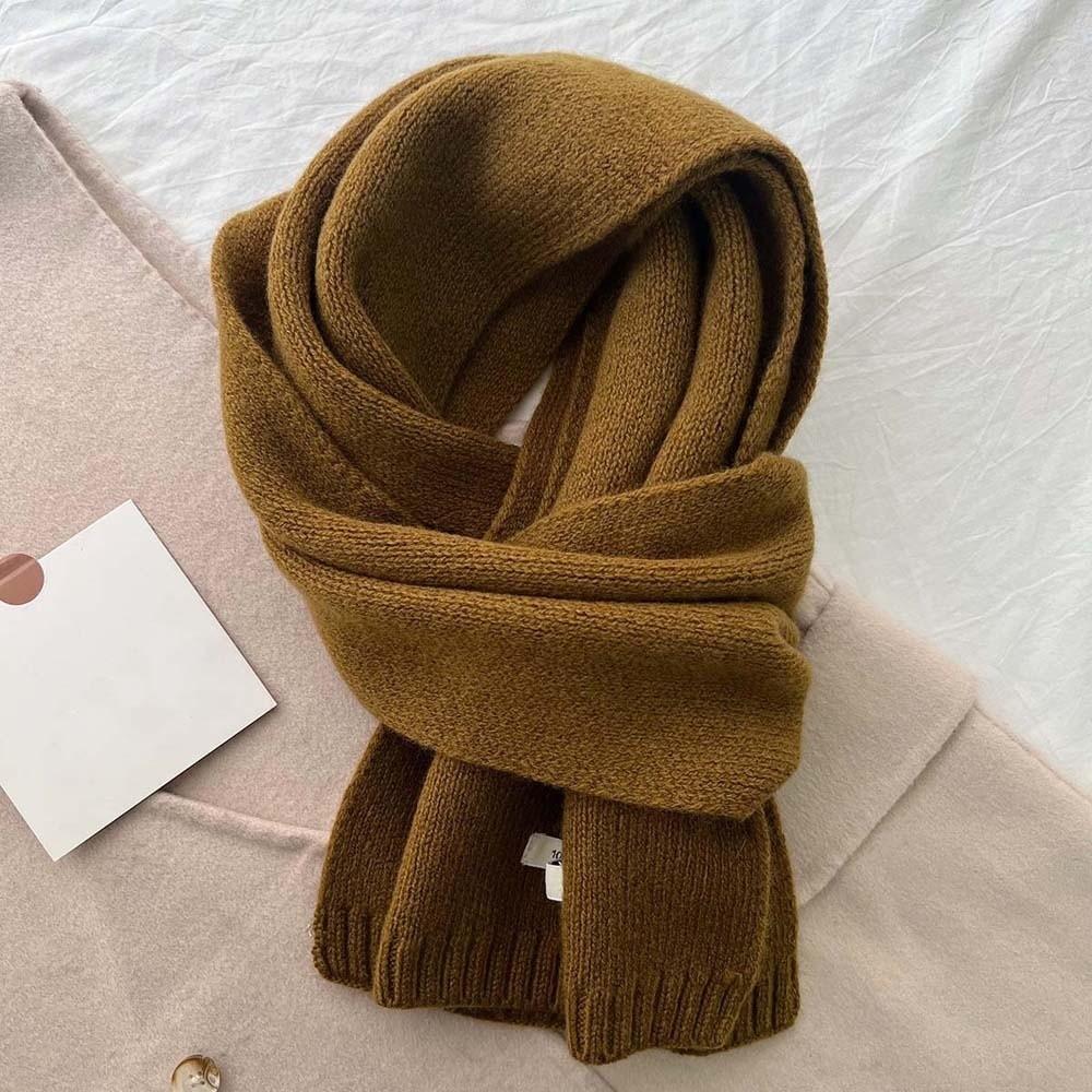 Solid Color Long Thickened Neckscarf Cold-proof Winter Warmer Scarf Knitting Wool Scarf  Autumn